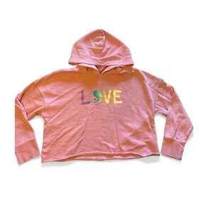 Pink Croppef Love Sweater with Peace Sign Size 10